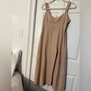 Fashion Nova Women’s Tan Linen Midi Dress